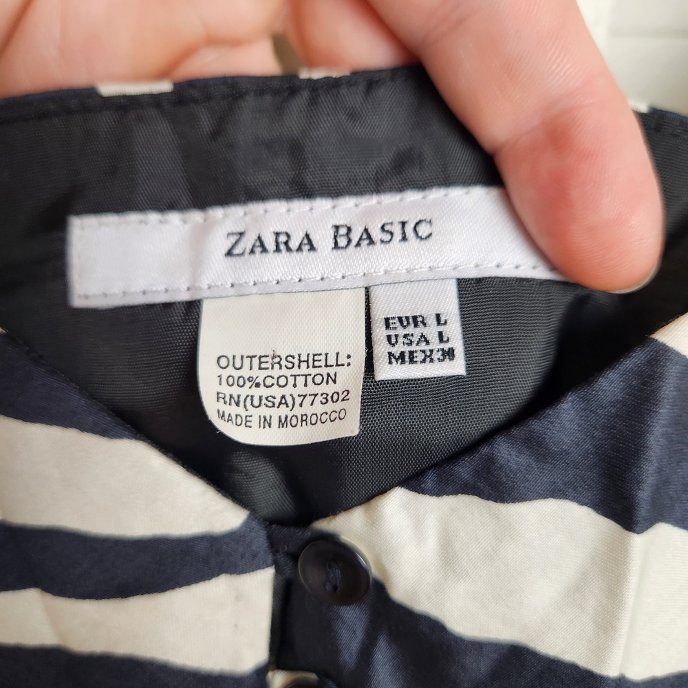 Zara Basic Zebra Dress Black White Size L Sleeveless Knee Length Belt A Line - Picture 6 of 7